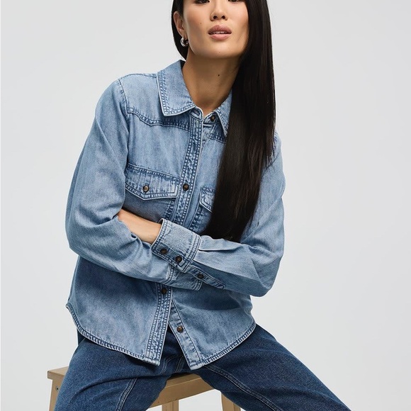 Reitmans Light Blue Denim Shirt - Picture 2 of 5